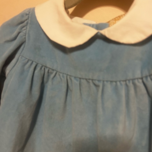 SOLD TBBC Patsy’s Dinner Dress - Brookline Blue Velveteen - Size 2T - Picture 4 of 6